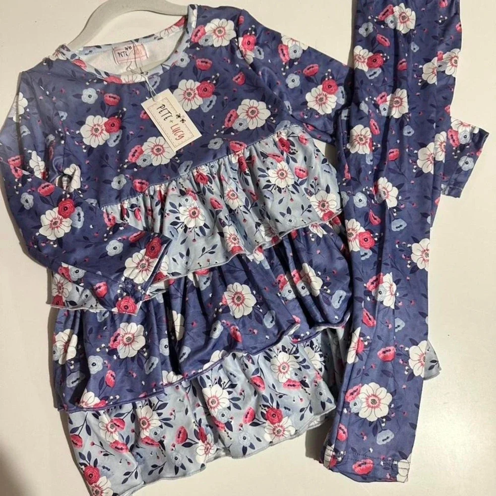 New Pete & Lucy 2pc Ruffled Top/Dress‎ and Leggings Size 5